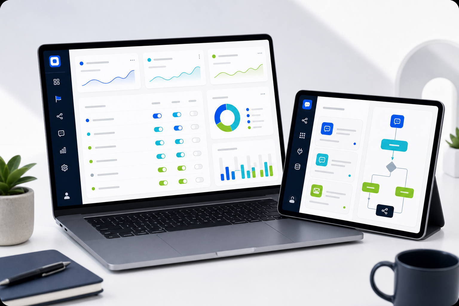 Developer product dashboards for feature flags and AI assistant workflows